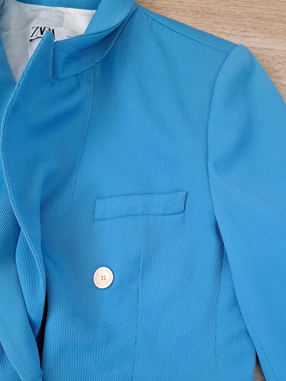 Zara Double-Breasted Bright Turquoise Blazer - Picture 11 of 13